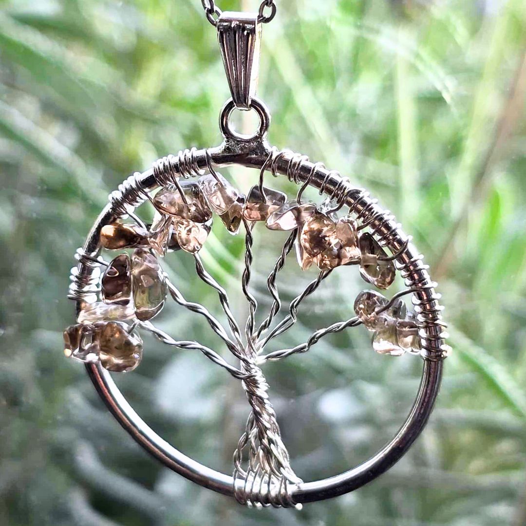 Smoky Quartz Tree of Life Necklace