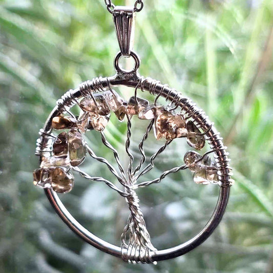 Smoky Quartz Tree of Life Necklace