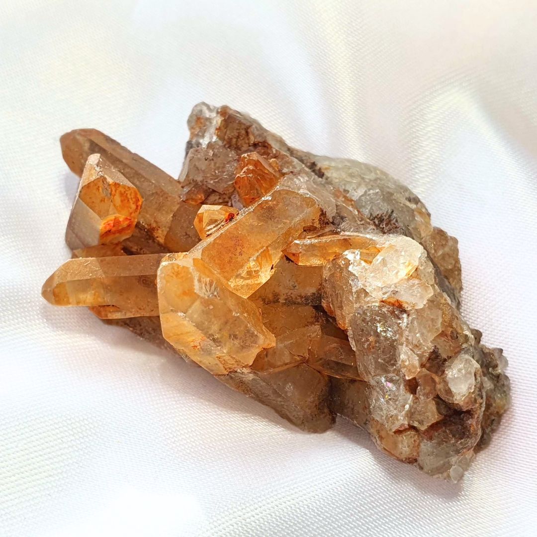 Natural Tangerine (Hematite) Quartz Cluster from Brazil