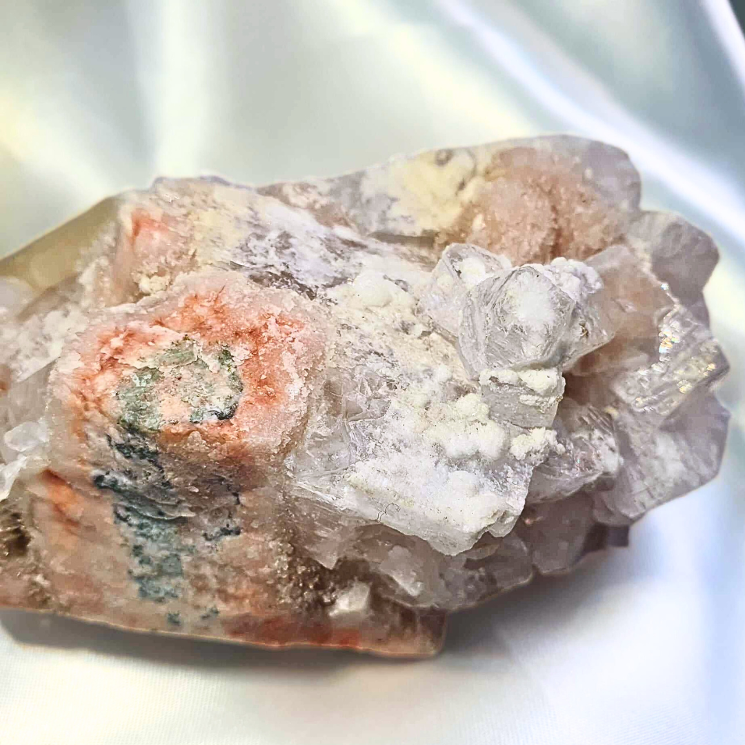 Pink Sugar Cubic Apophyllite, Peach Stilbite & Zeolite Cluster - 360g