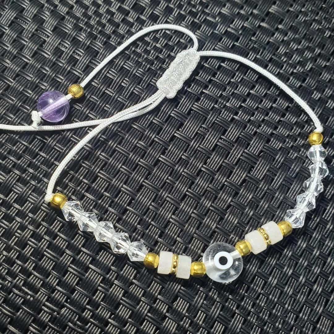 Evil Eye Amethyst Adjustable Weave Bracelet