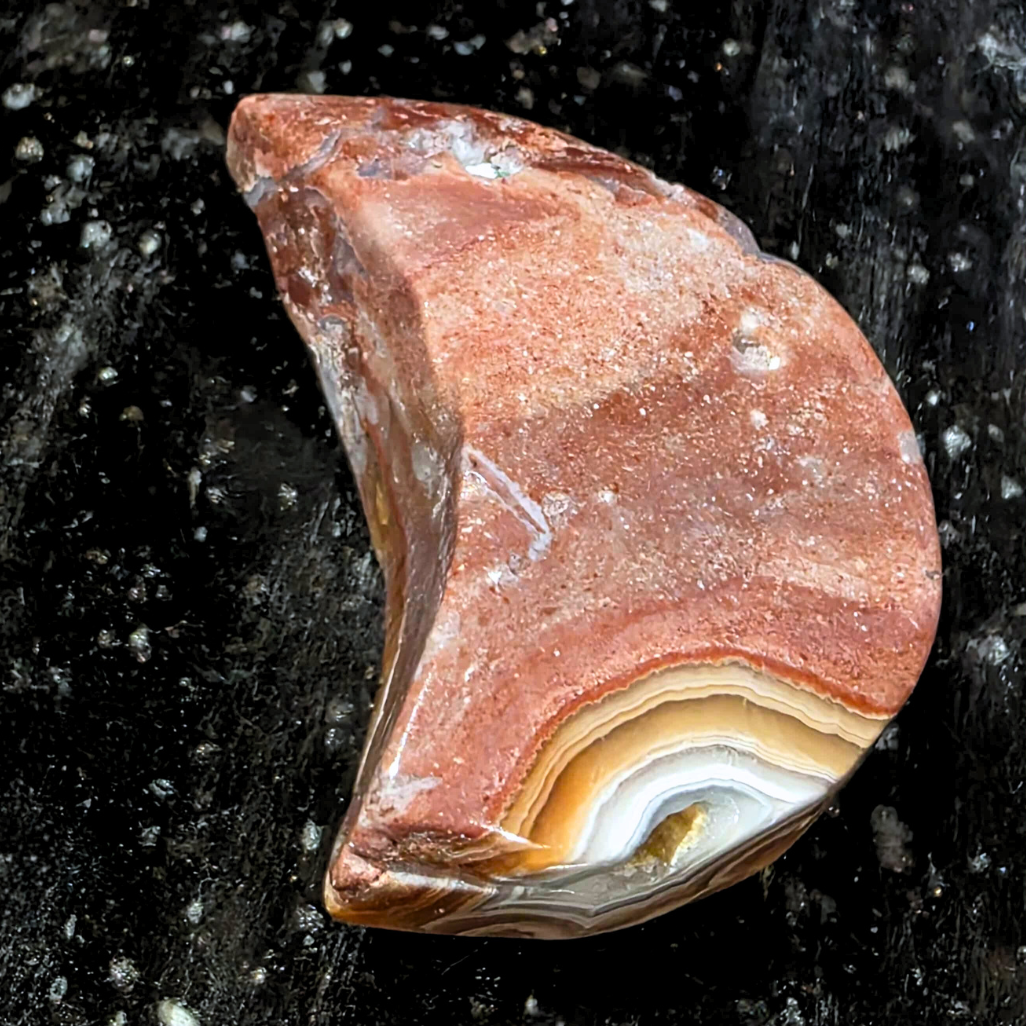 Crazy Lace Agate Druzy Crystal Moon