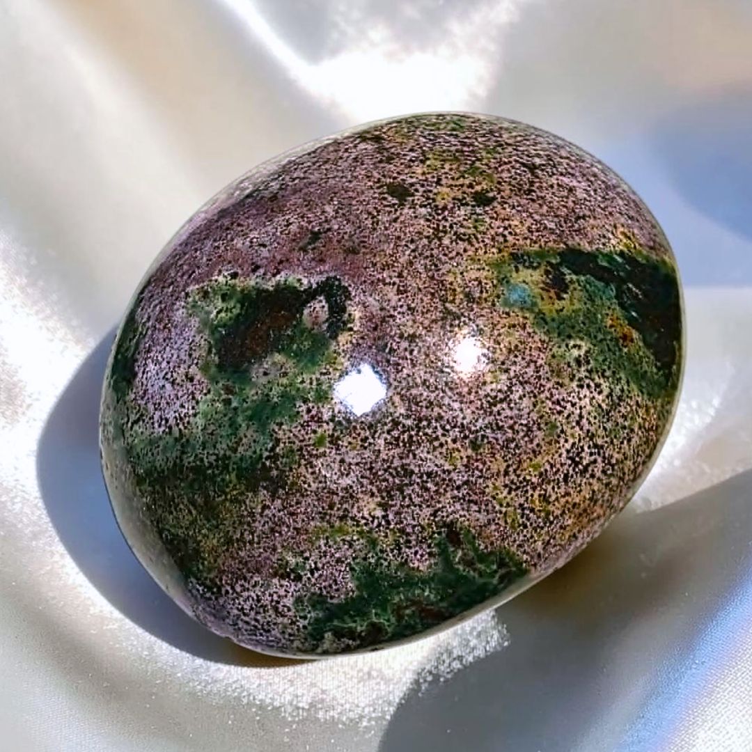 Purple & Green Ocean Jasper Palm Stone | Madagascar