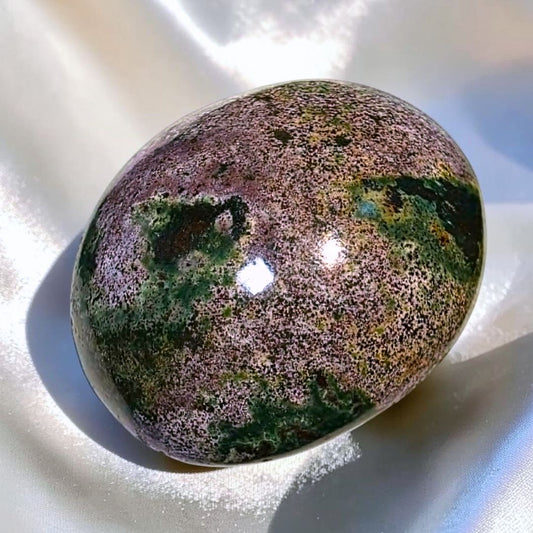 Purple & Green Ocean Jasper Palm Stone | Madagascar