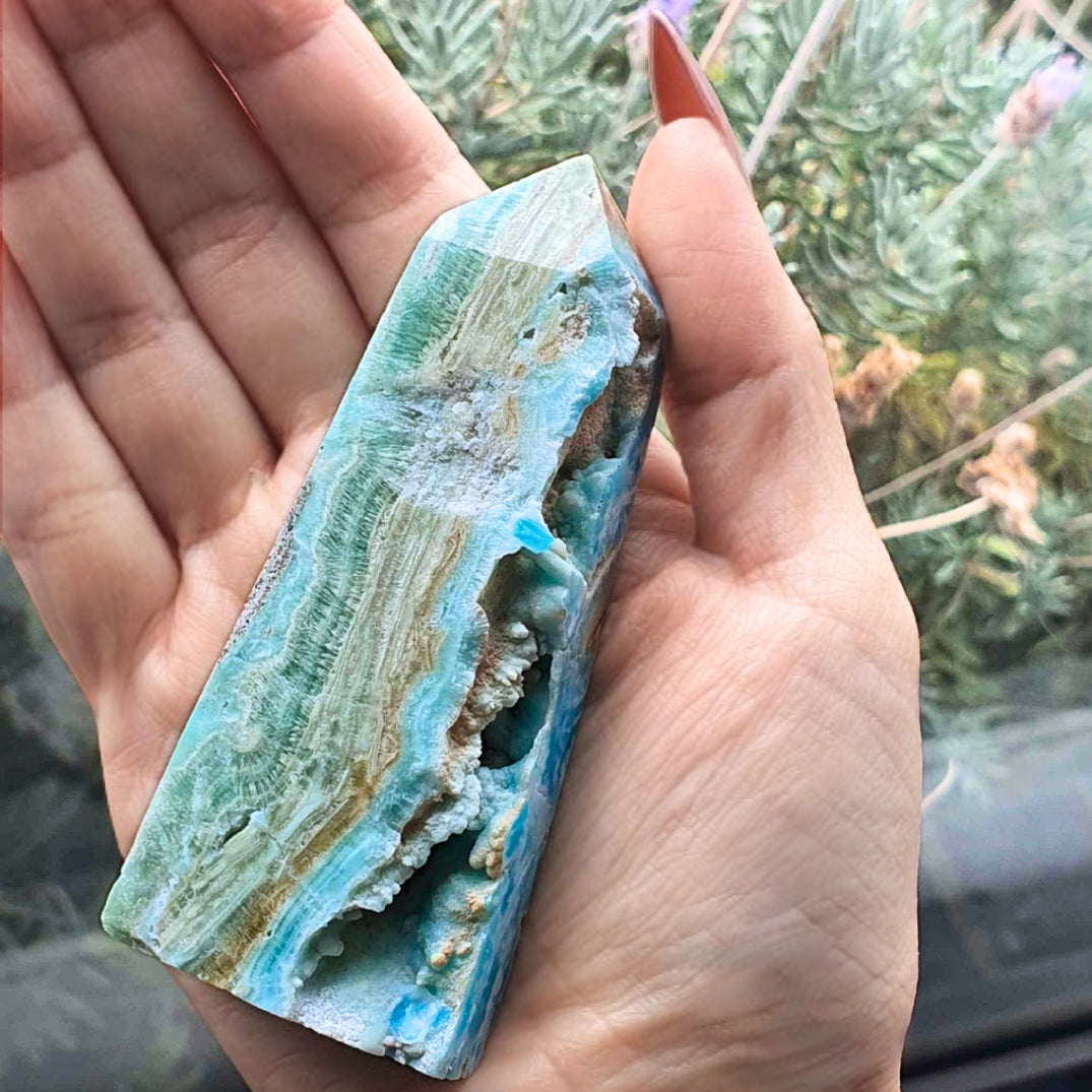 High Grade Blue Aragonite Tower Point