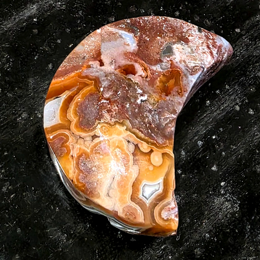 Crazy Lace Agate Druzy Crystal Moon
