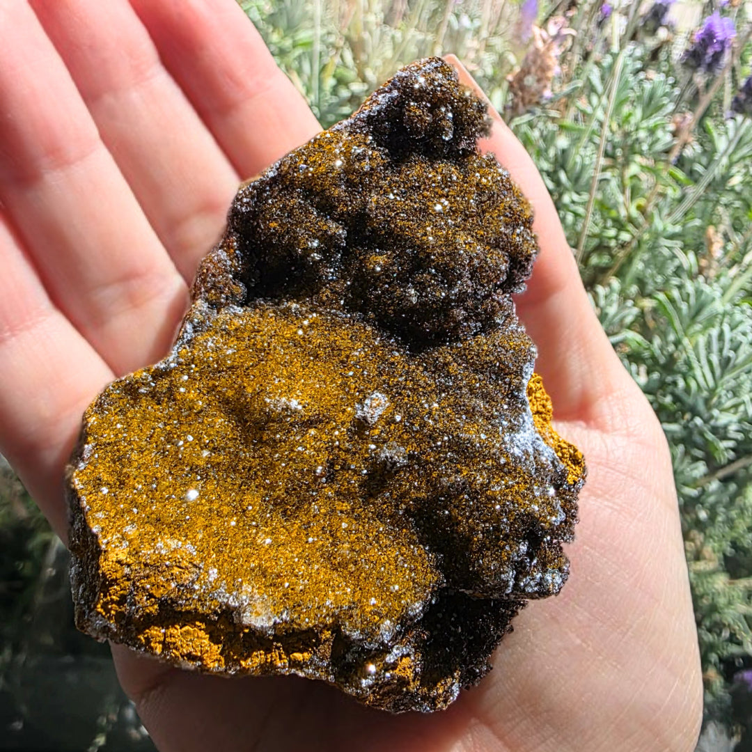 Druzy Manganese on Quartz & Peach Stilbite Crystal Cluster - 181g