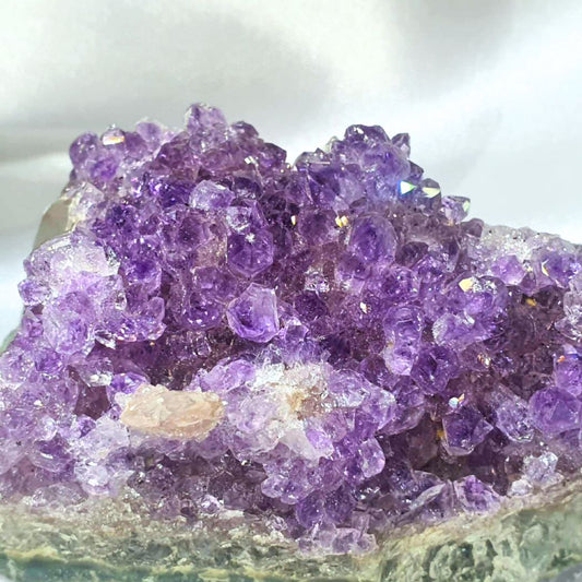 Amethyst and Calcite Cluster with Rainbows