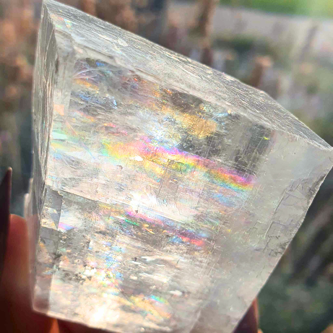 Genuine Iceland Spar Raw with Rainbows