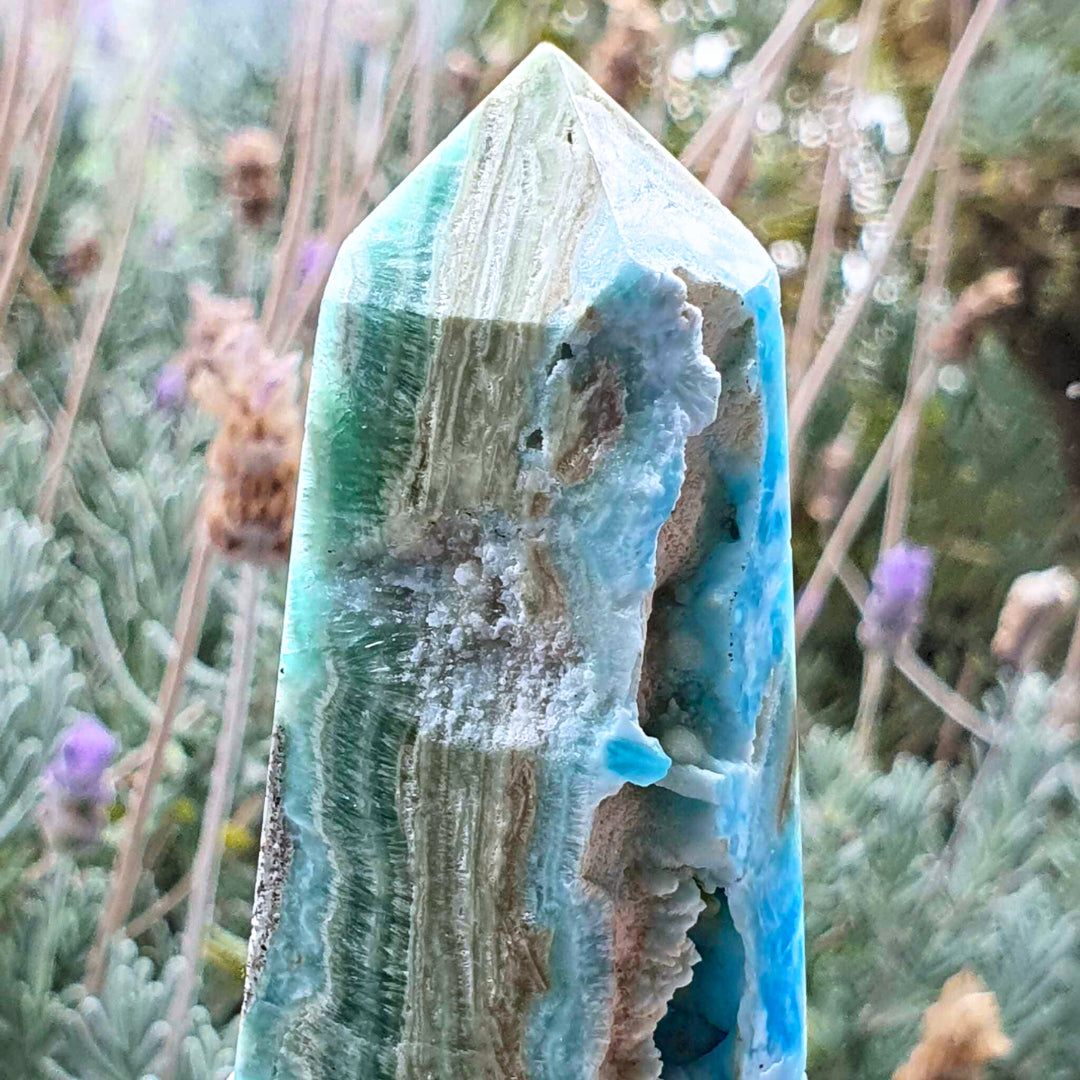 High Grade Blue Aragonite Tower Point