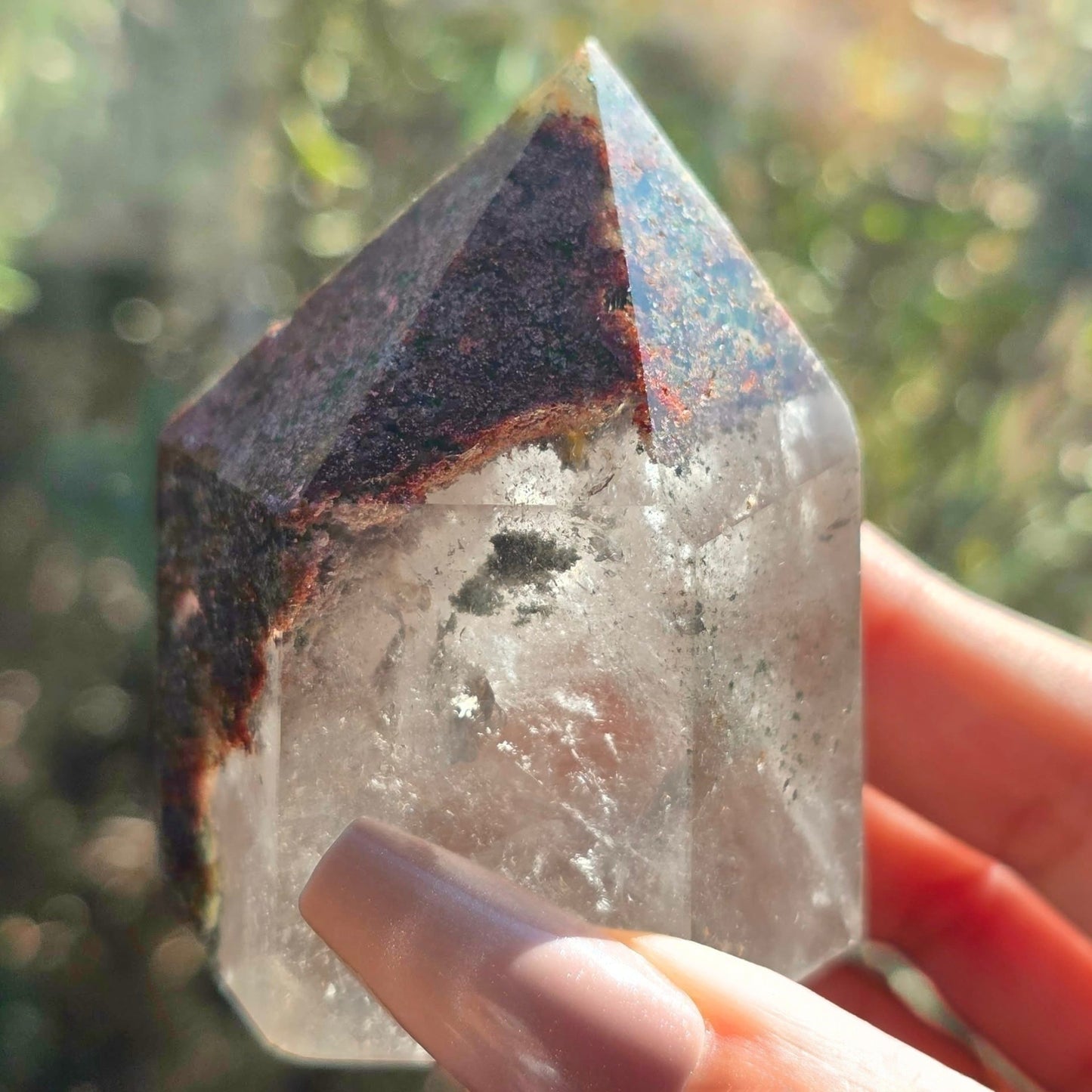 Hematite Chlorite Garden Quartz (Lodolite) Tower - 137g