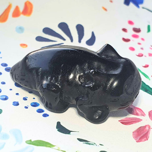 Black Obsidian Axolotyl Crystal Carving