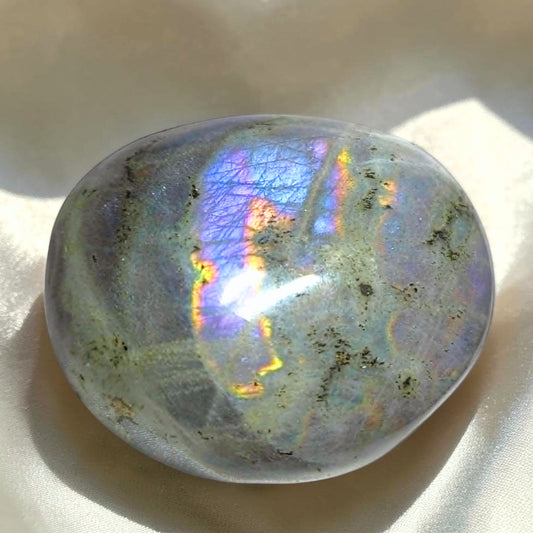 Large Rainbow Labradorite Palm Stone | Flash Labradorite Crystal