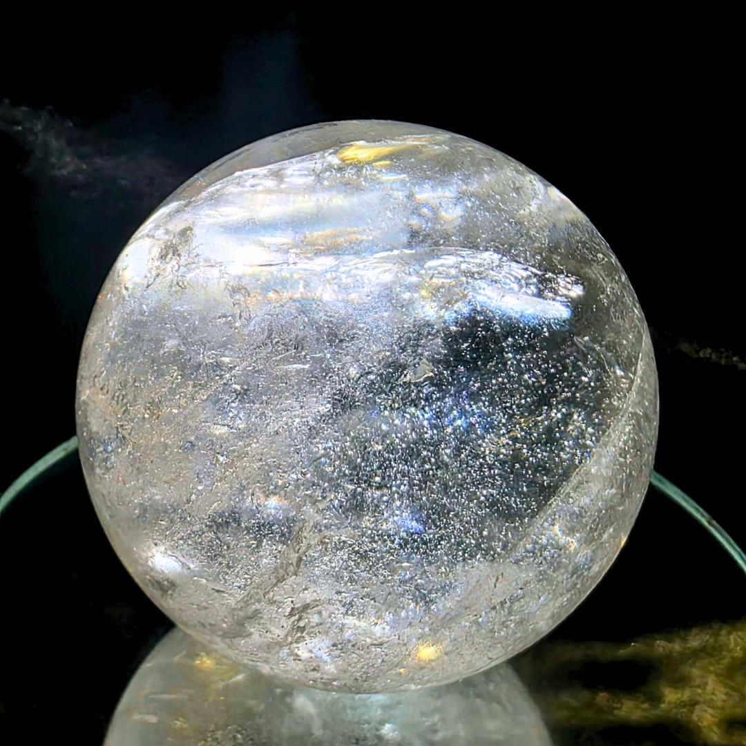 High Grade Clear Quartz Sphere with Rainbows & Phantoms - 213g