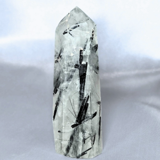 Black Tourmaline in Clear Quartz - Tower