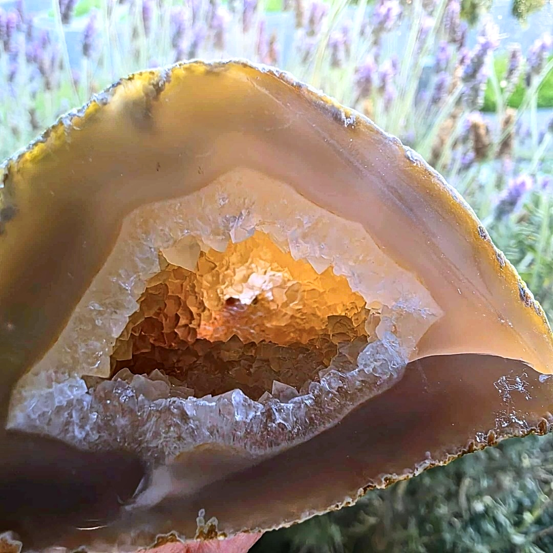 Natural Grey Blue Agate Semi-polished Geode - 241g