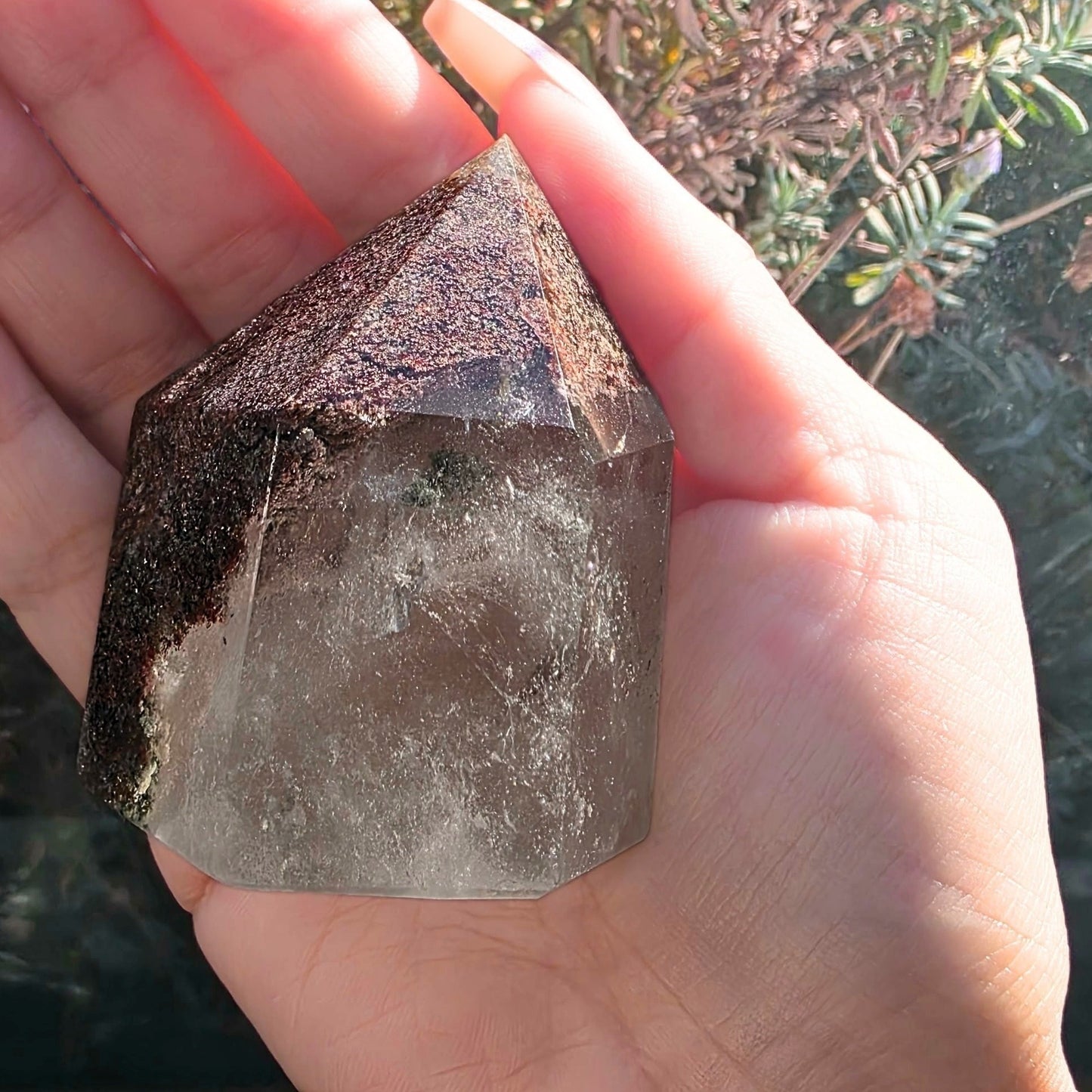 Hematite Chlorite Garden Quartz (Lodolite) Tower - 137g