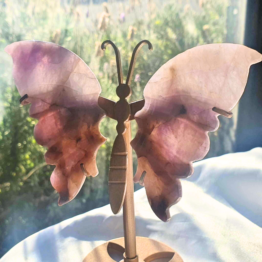 Smoky Amethyst Butterfly on Metal Stand