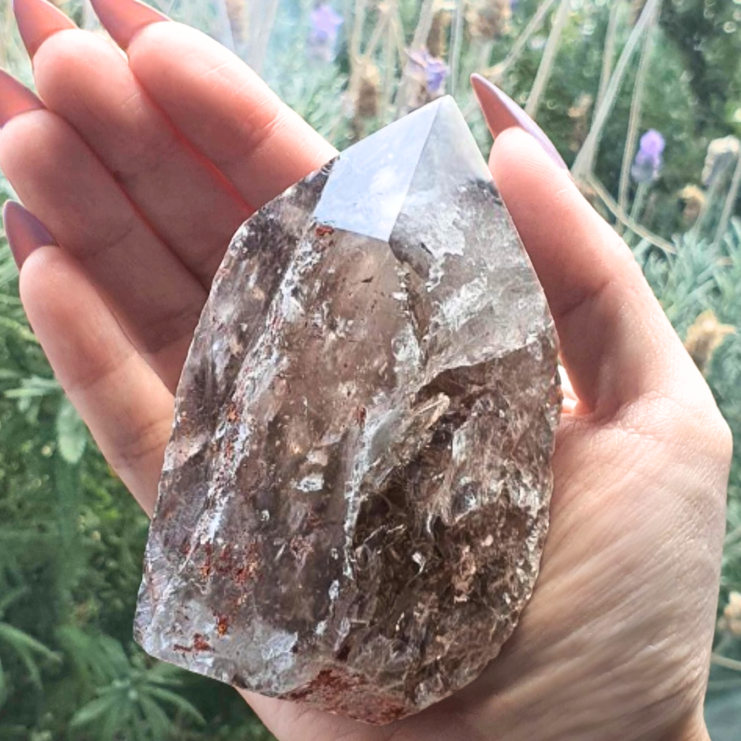 Smoky Quartz Semi Polished Cut Base with Rainbows - 320g