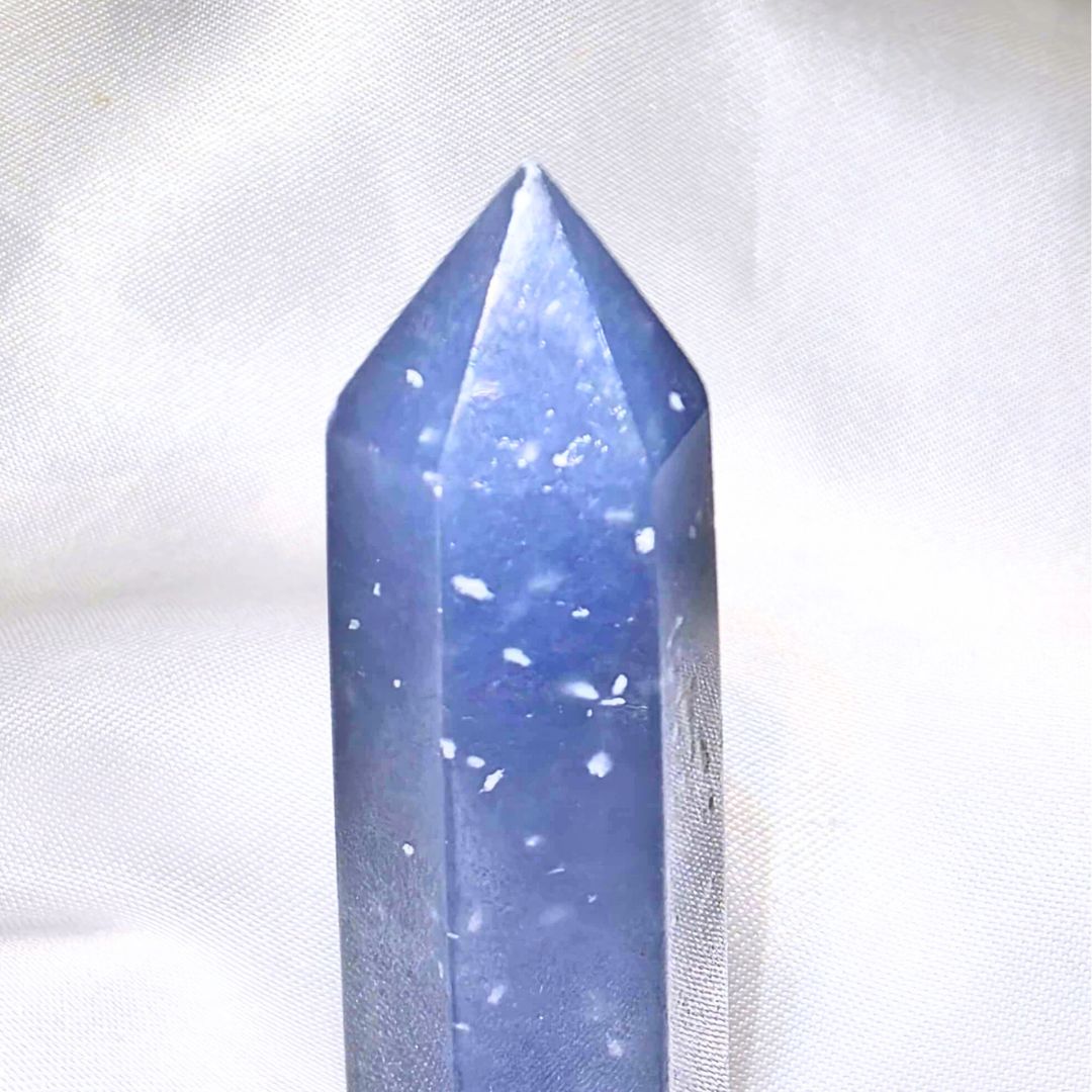 Snow Angelite (Anhydrite) Crystal Tower Point