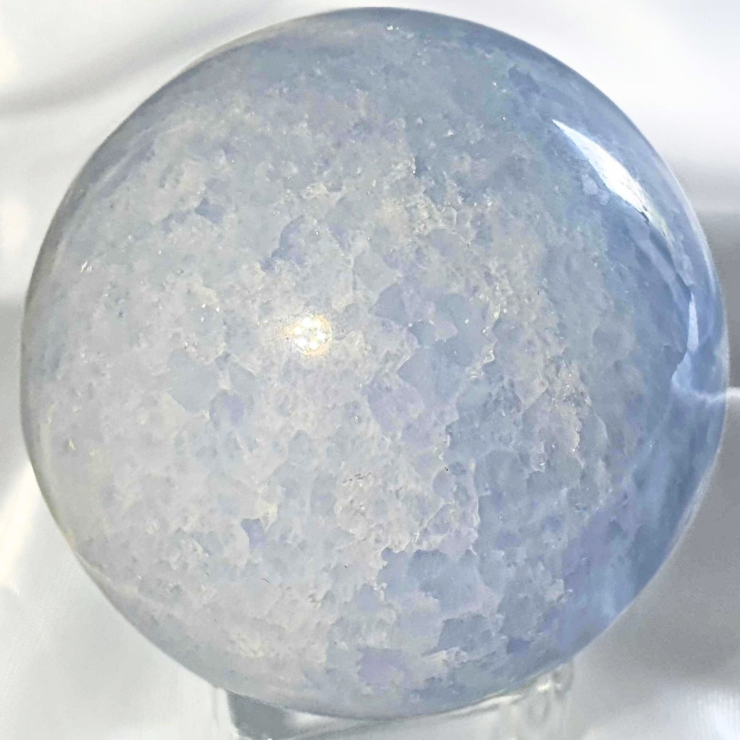 Natural Blue Calcite Crystal Sphere with Shimmers