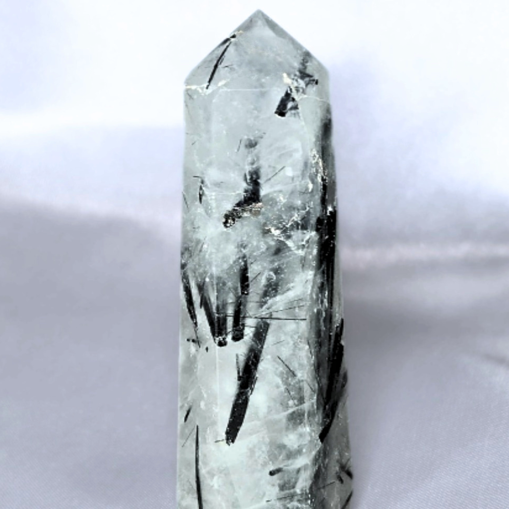 Black Tourmaline in Clear Quartz - Tower