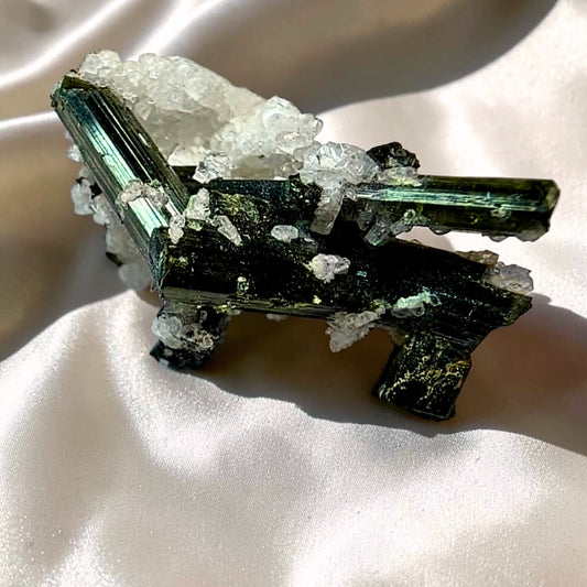 Green Elbaite Tourmaline with Albite | Minas Gerais, Brazil