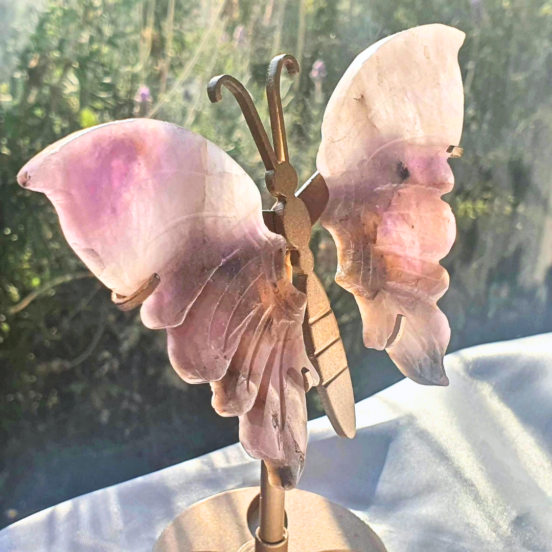 Smoky Amethyst Butterfly on Metal Stand