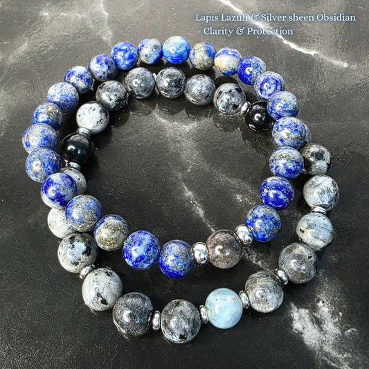 Orion Crystal Bracelet | Lapis Lazuli & Silver Sheen Obsidian