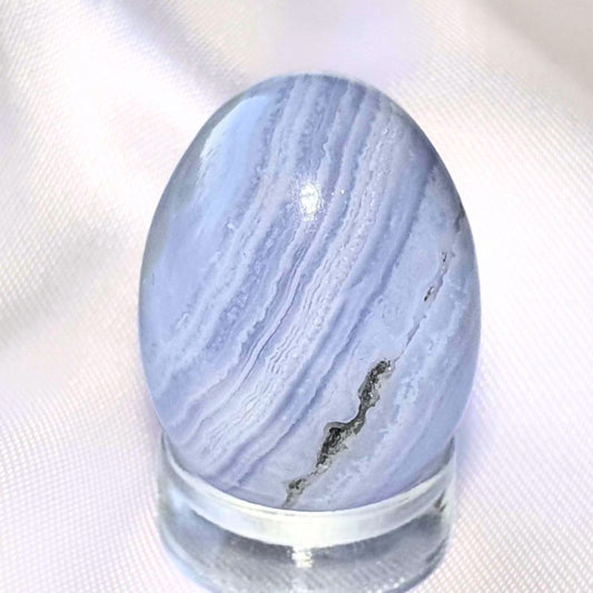 Blue Lace Agate Egg with Druzy Chalcedony