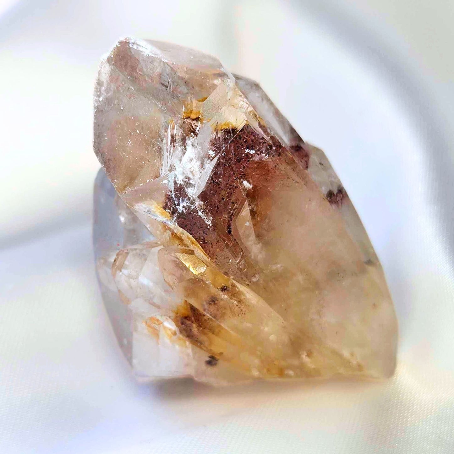 Pineapple Quartz Cluster with Phantom Golden Healer & Red Hematite Inclusions