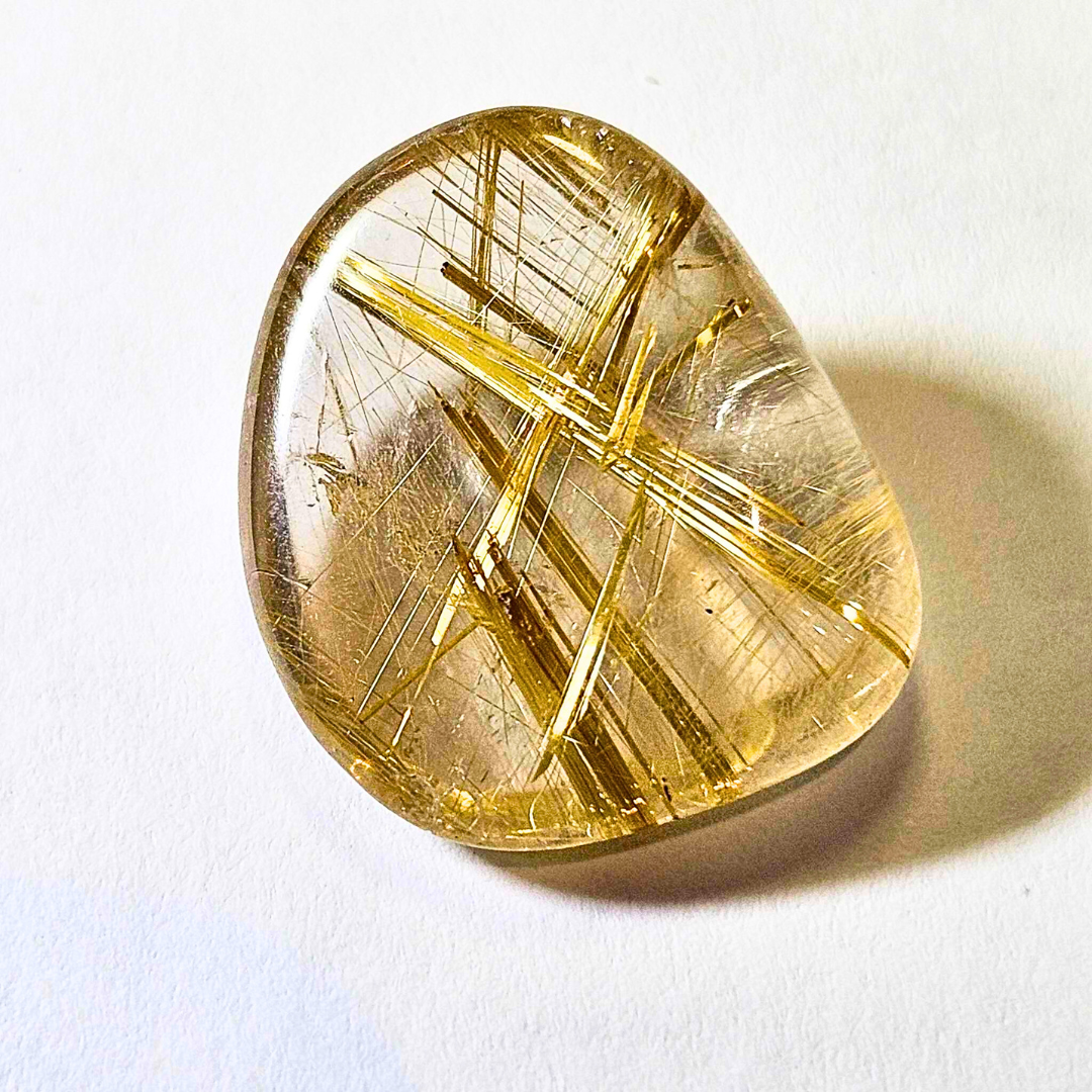 High Grade Golden Rutilated Quartz Pebble - Case Included