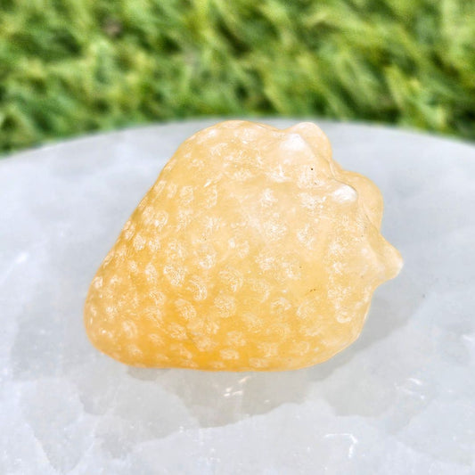 Yellow Calcite Mini Strawberry Carving