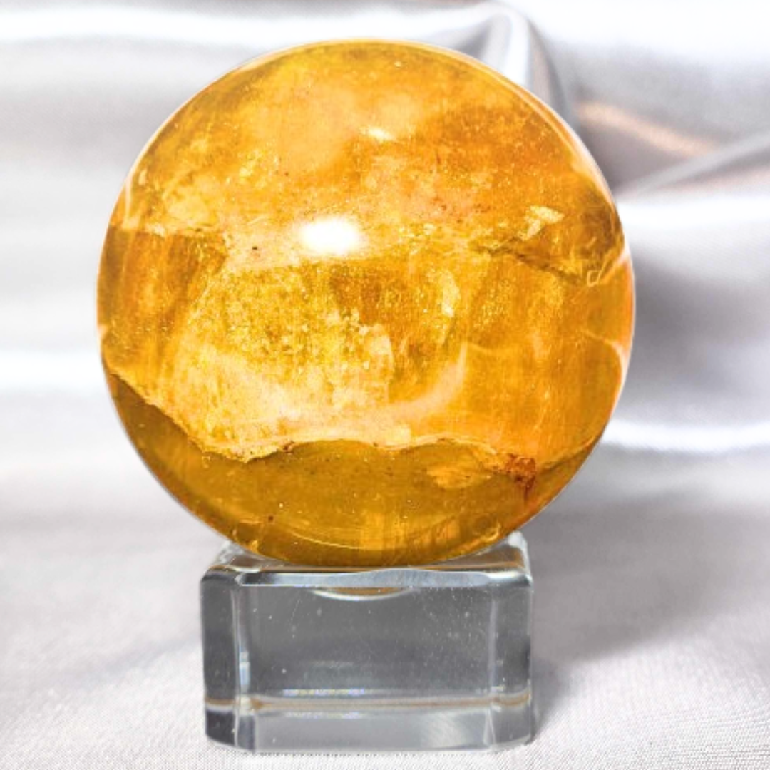 Natural Yellow Fluorite and Mica Sphere