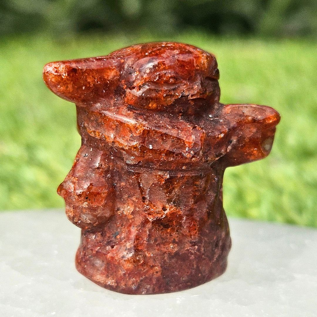 High Grade Fire Quartz Baby Yoda Crystal Carving