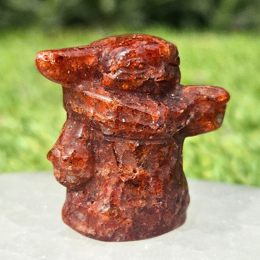 High Grade Fire Quartz Baby Yoda Crystal Carving