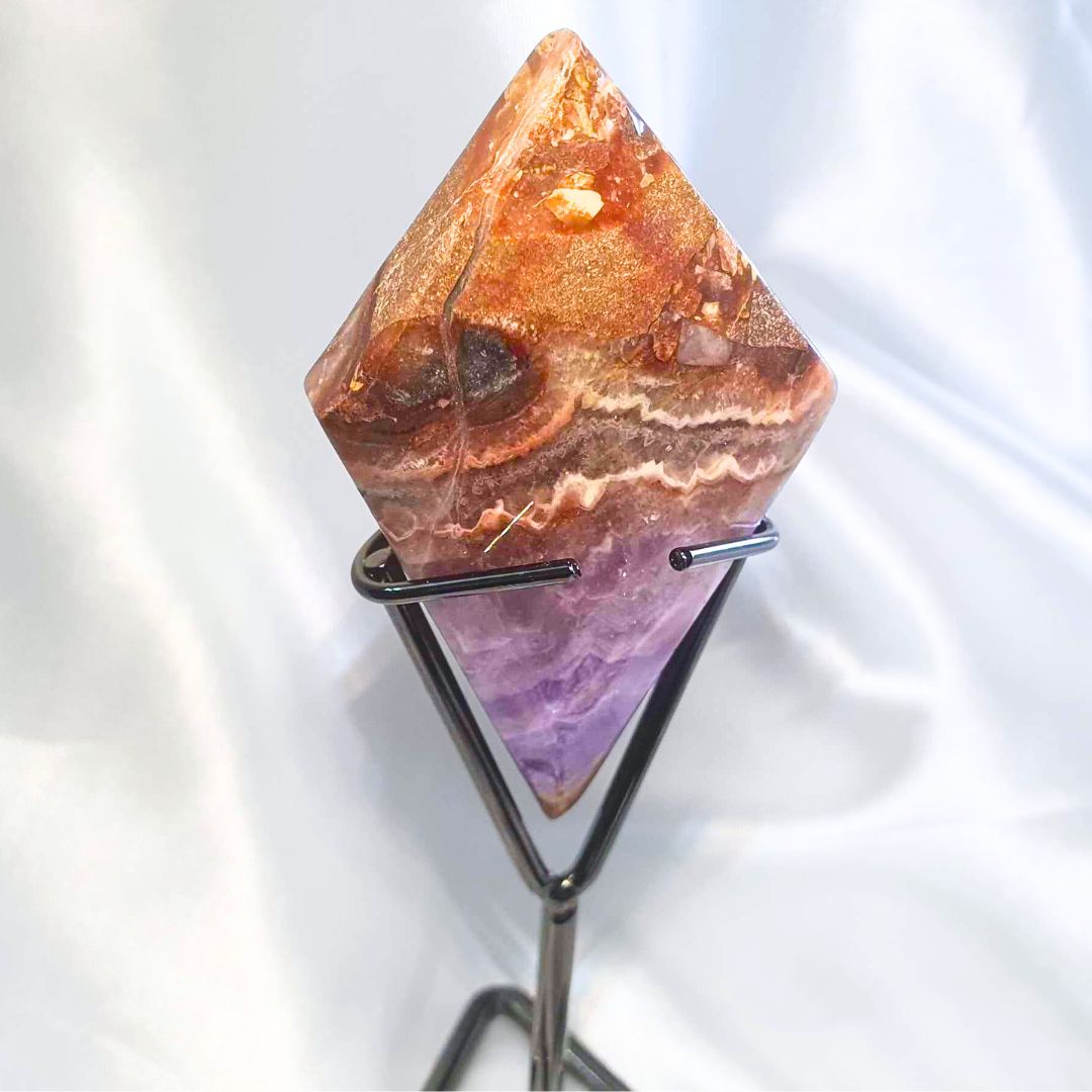 Amethyst & Crazy Lace Agate Diamond with Detachable Metal Stand