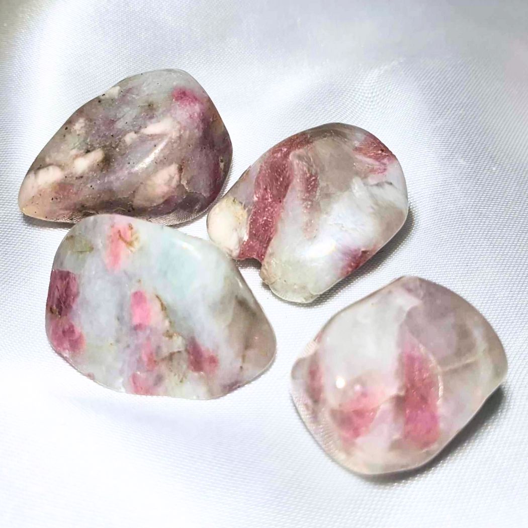 Pink Tourmaline with Smoky Quartz Crystal Tumbles