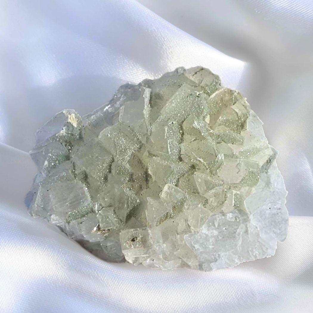 Green Sugar Druzy Coated Cubic Apophyllite Cluster