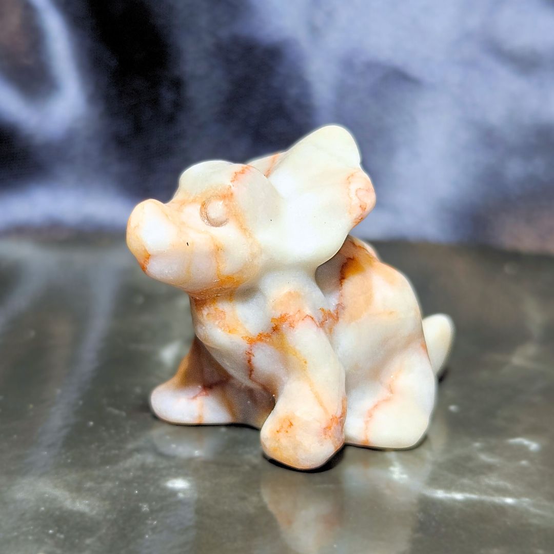 Red Network Picasso Jasper Mini Crystal Dinosaur Carving