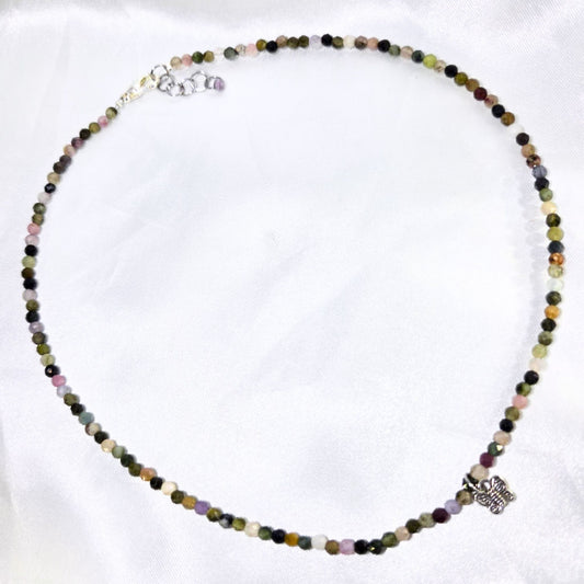 Genuine Faceted Rainbow Tourmaline Crystal Necklace