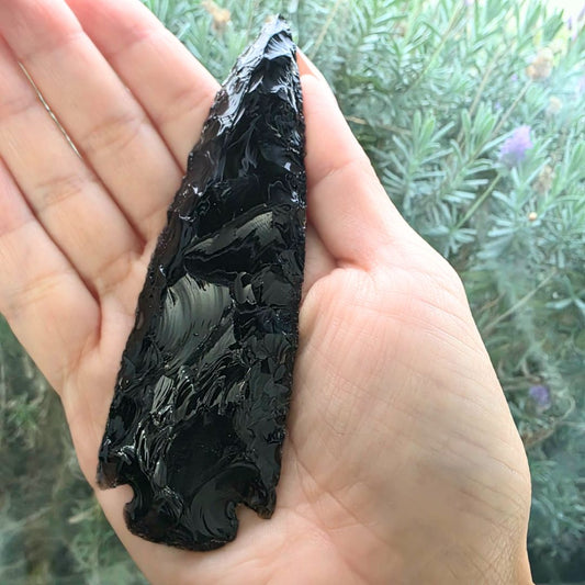 Large Black Obsidian Arrowhead – 11cm