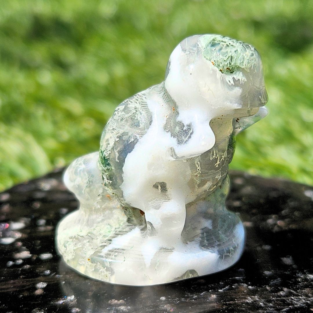 Moss Agate Mini Squirtle Carving