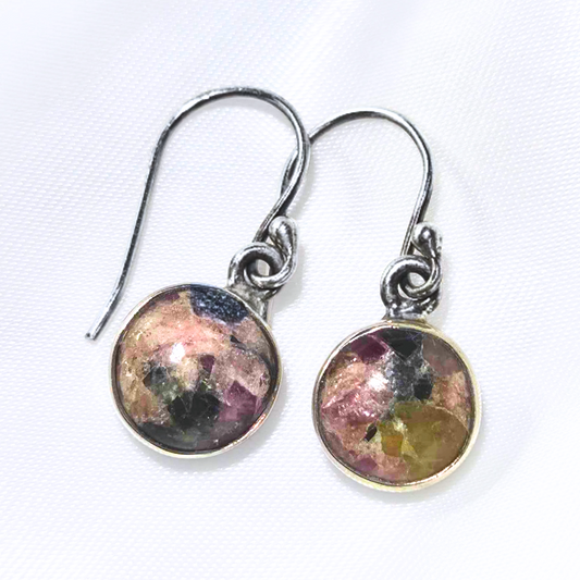 Rainbow Tourmaline Crystal Sterling 925 Silver Earrings