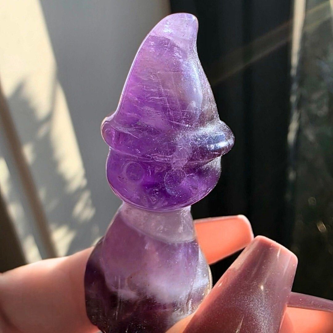 Smoky Amethyst Crystal Cat Carving