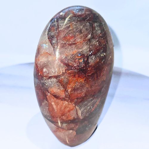 Large Fire Quartz Domed Free Form Crystal with Rainbows