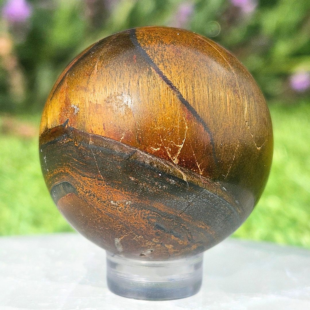 High Grade Tigers Eye Sphere - Stand Included
