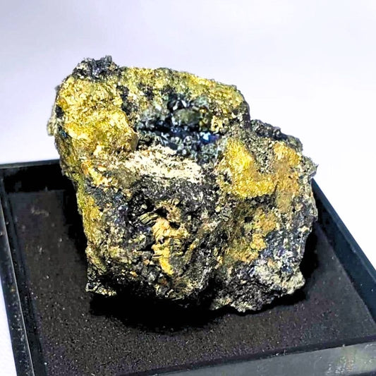 Sphalerite with Pyrite on Quartz Specimen - Includes Specimen Box