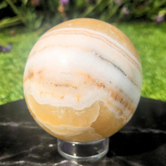 Yellow Calcite Crystal Sphere - 7cm