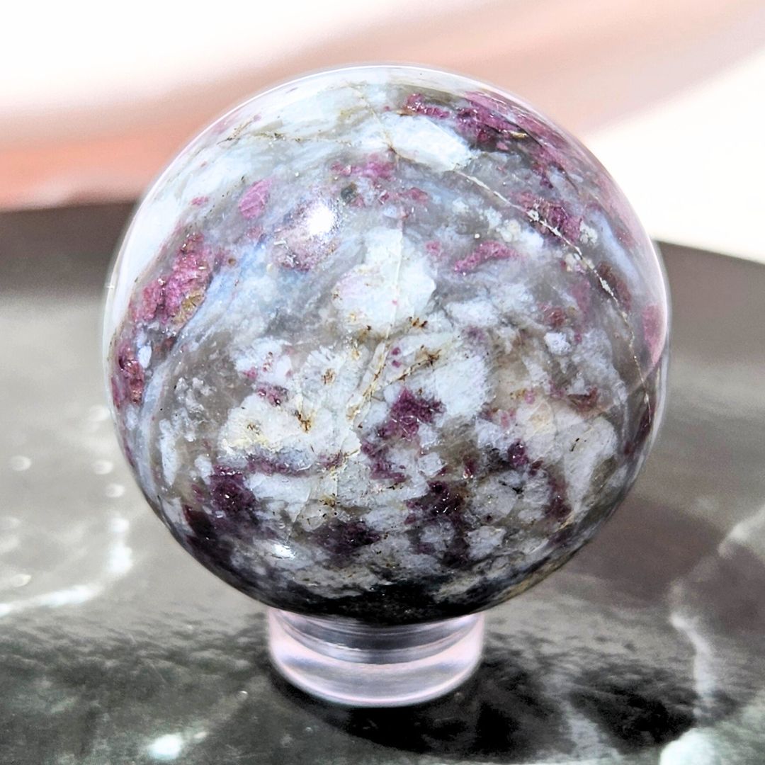 Rubellite Tourmaline in Feldspar Sphere